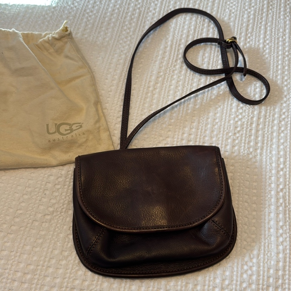 UGG chocolate brown leather Crossbody